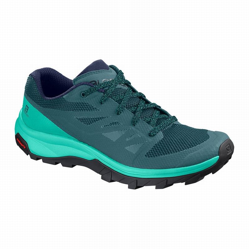 Salomon Singapore Womens Hiking Shoes - OUTLINE Dark Green/Turquoise | 27805-XEQK